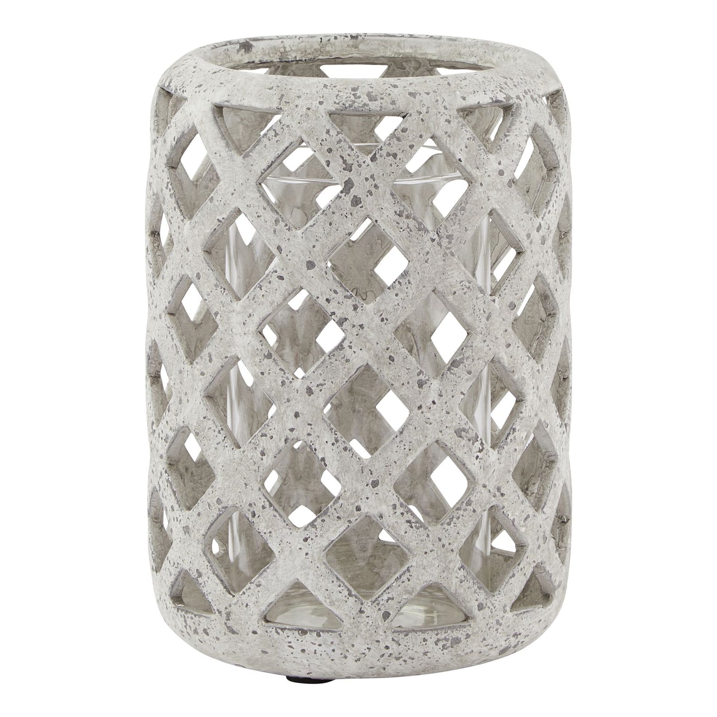Grey Stone Effect Hurricane Lantern image 0