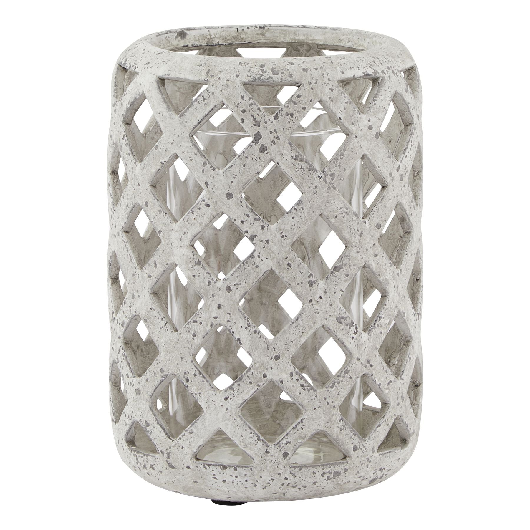 Grey Stone Effect Hurricane Lantern image 0