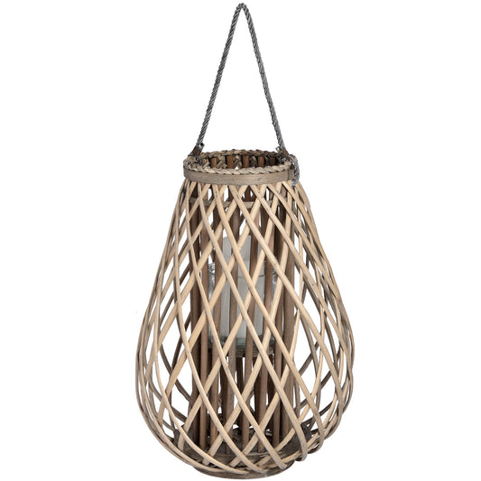 Large Wicker Bulbous Lantern image 0