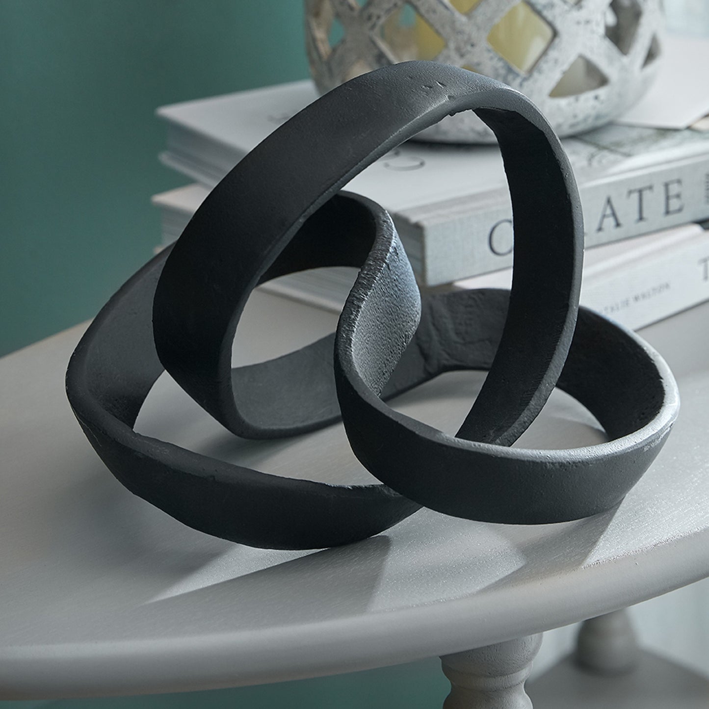 Black Cast Knot Ornament Sculpture