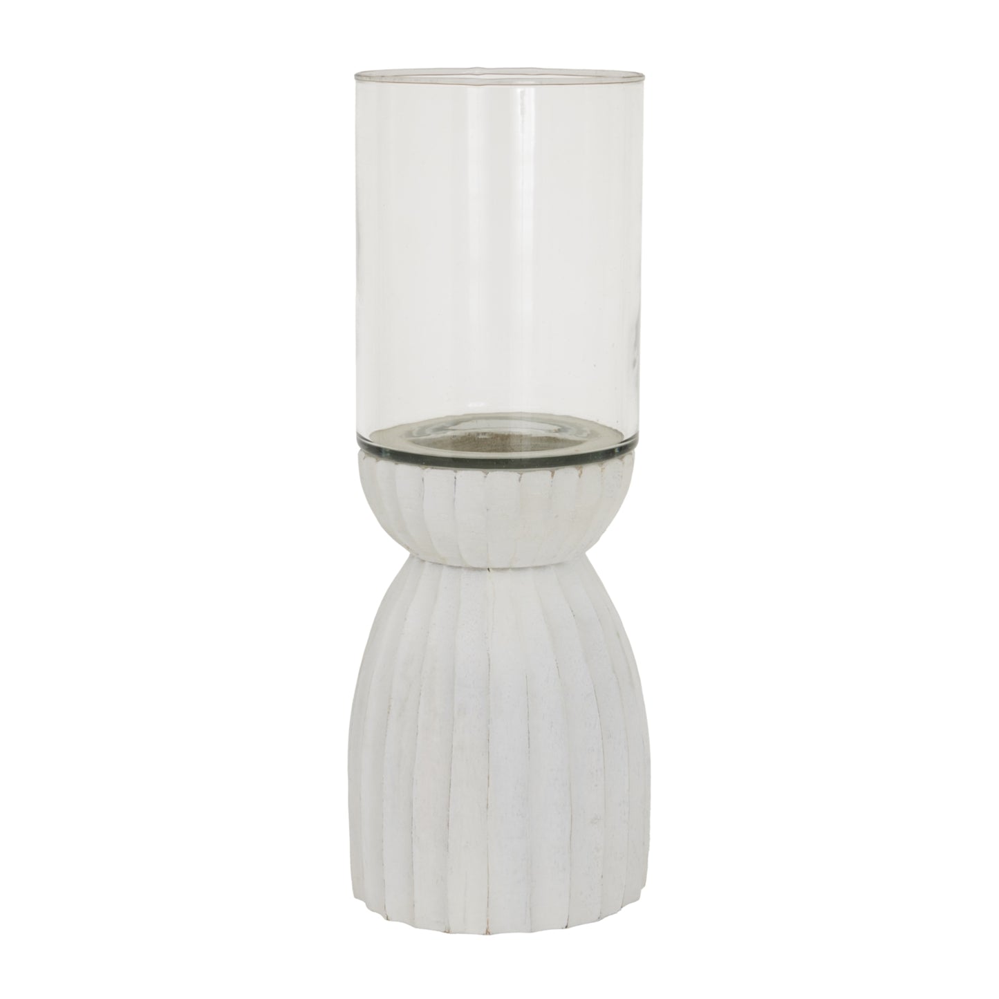 Large White Carved Hurricane Lantern image 1