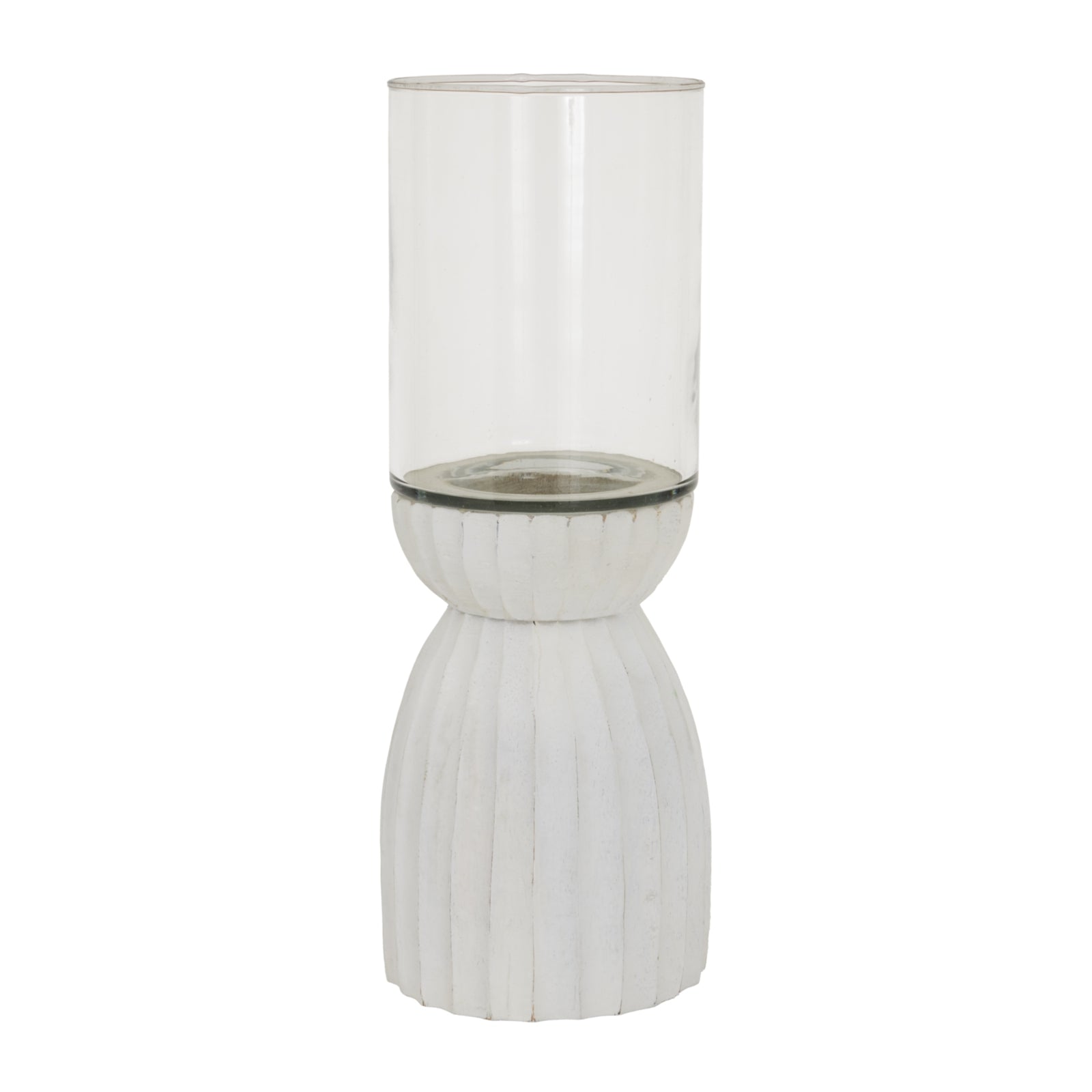 Large White Carved Hurricane Lantern image 1