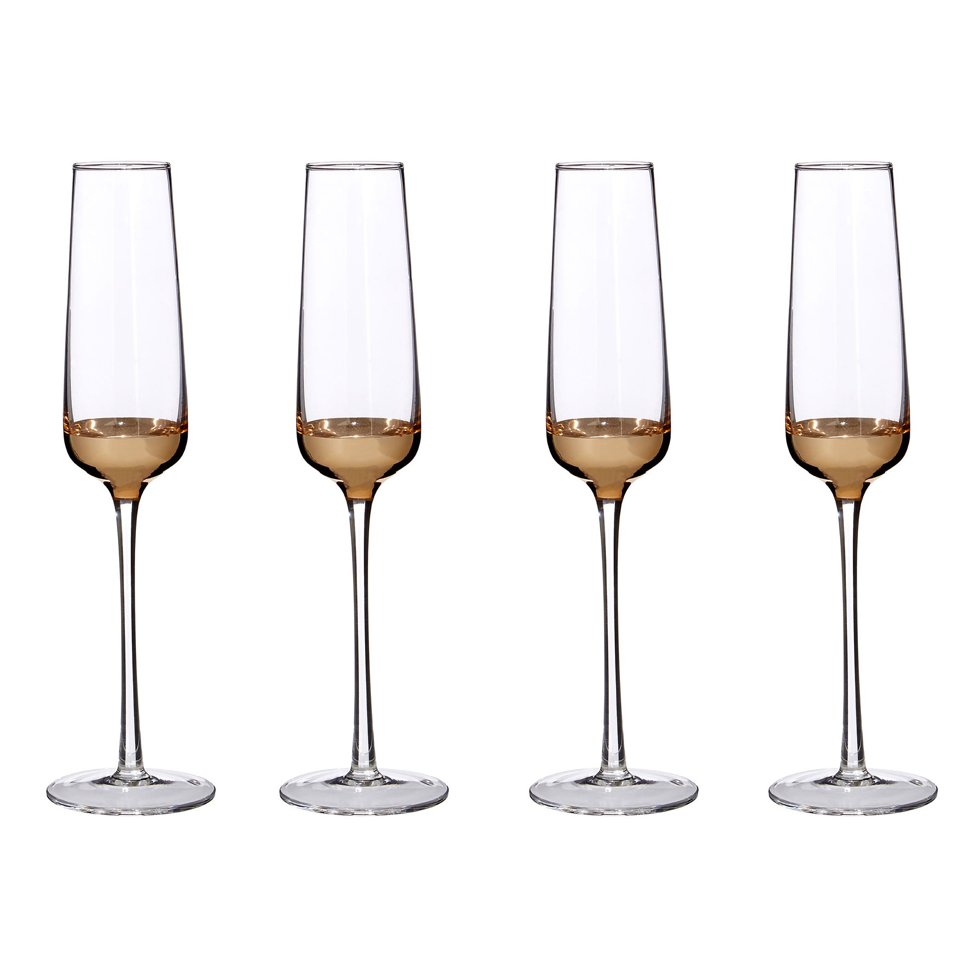 Horizon Set Of Four Gold Dipped Champagne Glasses image 0