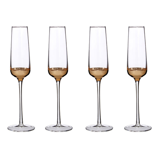 Horizon Set Of Four Gold Dipped Champagne Glasses image 0