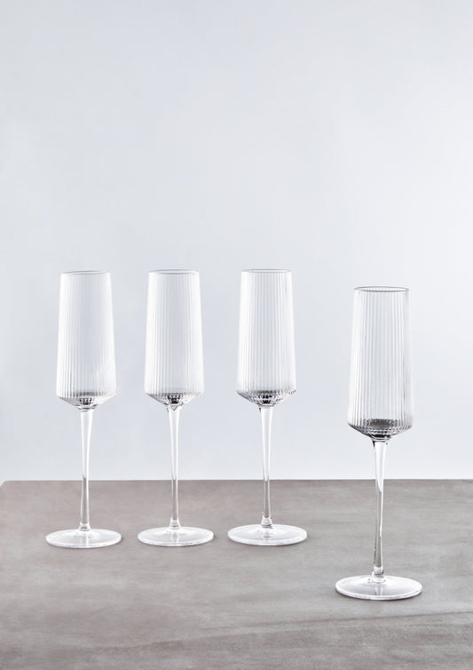 Eldon Set of Four Ribbed Champagne Glasses image 1