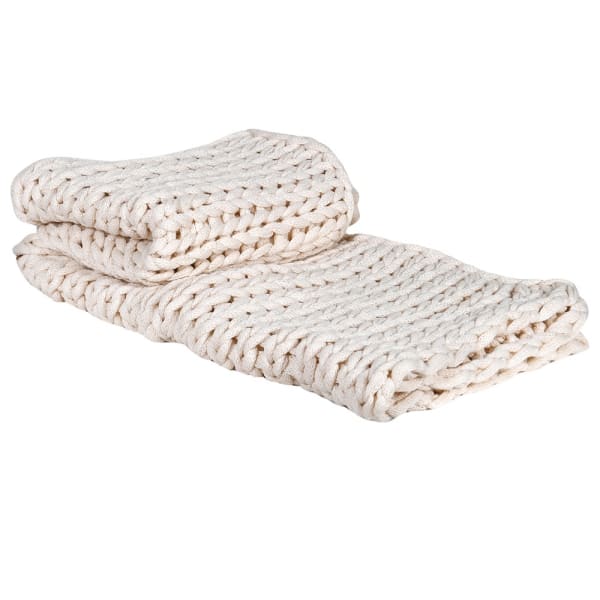 Cream Chunky Knit Blanket/Throw