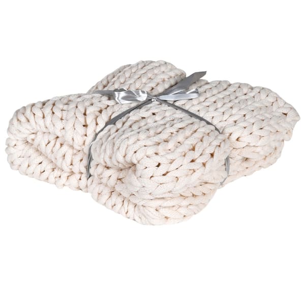 Cream Chunky Knit Blanket/Throw