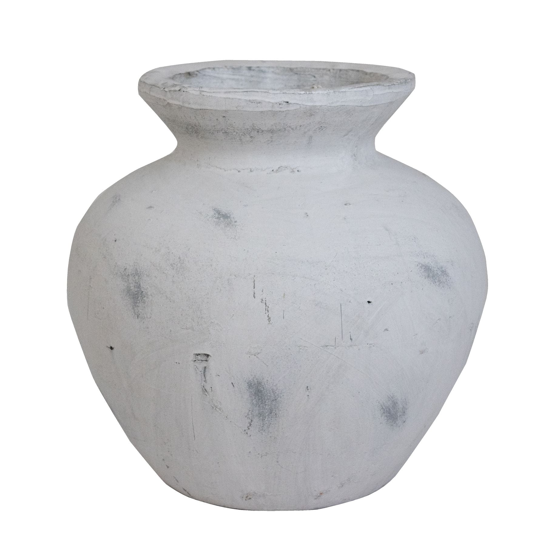 white stone vase on a white background