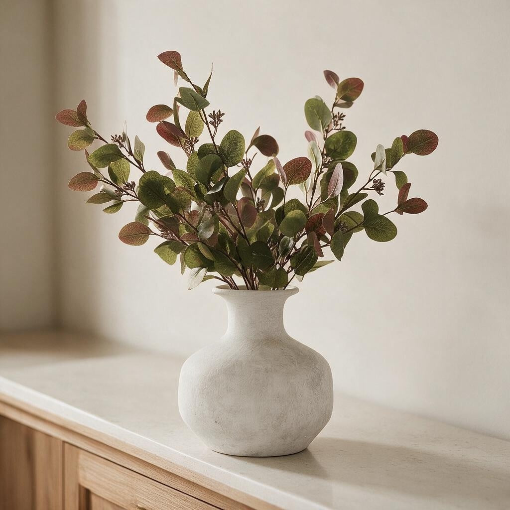 Darcy Grey Ceramic Squat Stone Vase 26cm