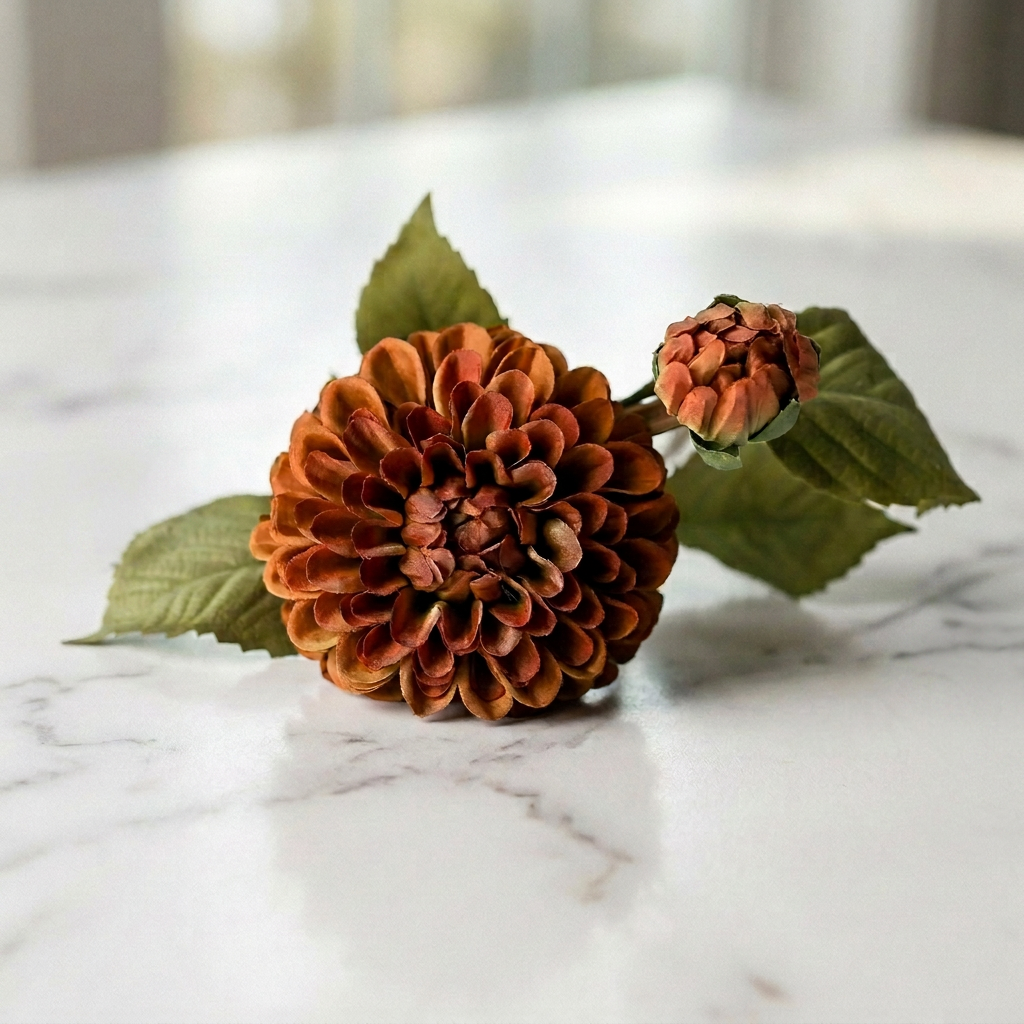 Deep Mustard Dahlia Artificial Floral Stem 62cm