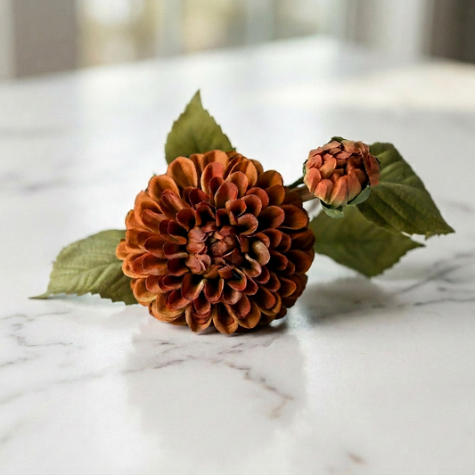 Deep Mustard Dahlia Artificial Floral Stem 62cm