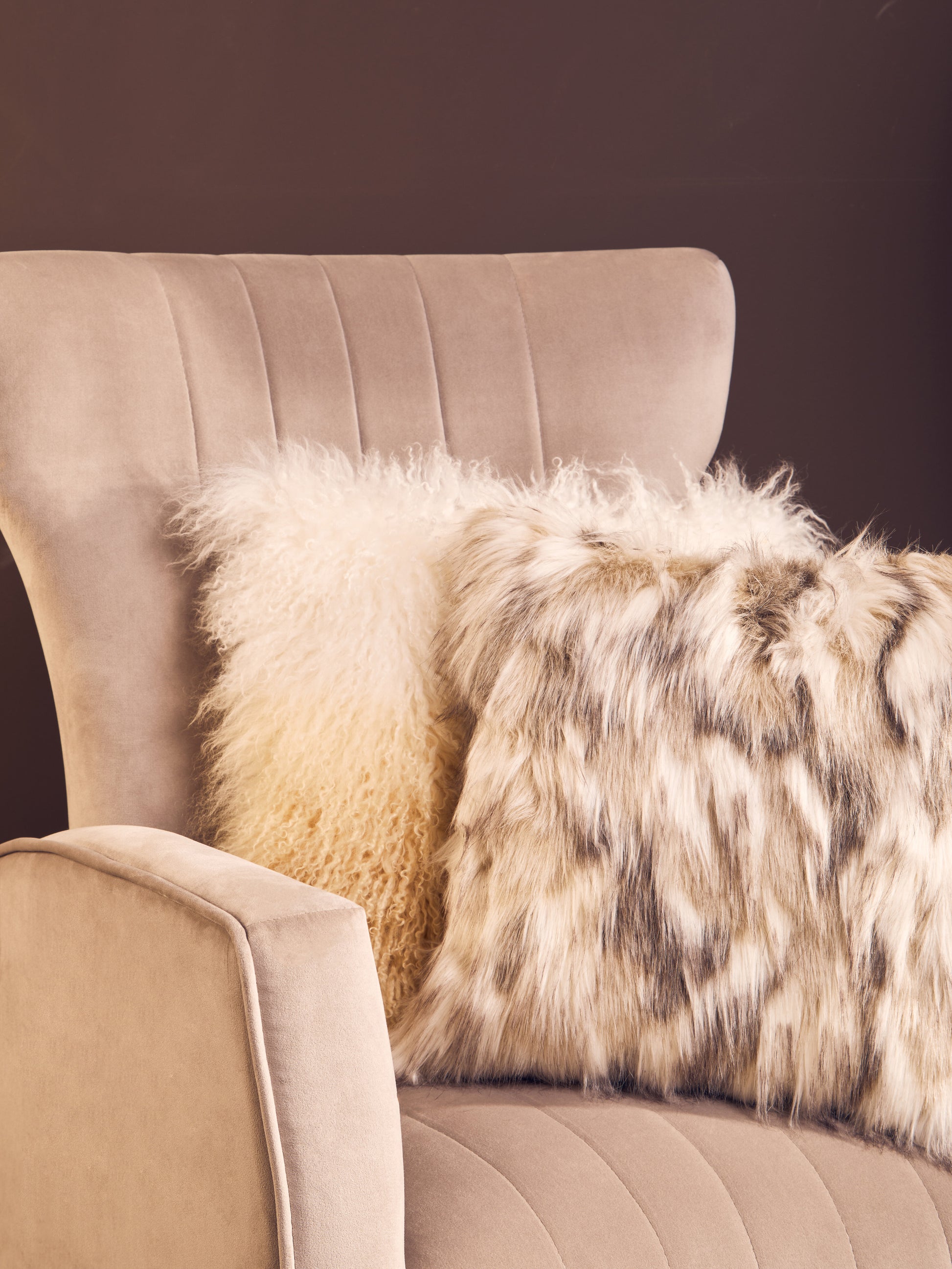 Bosie Lamina Natural Faux Fur Square Cushion image 1