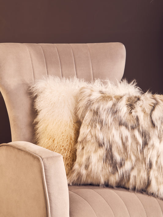 Bosie Lamina Natural Faux Fur Square Cushion image 1