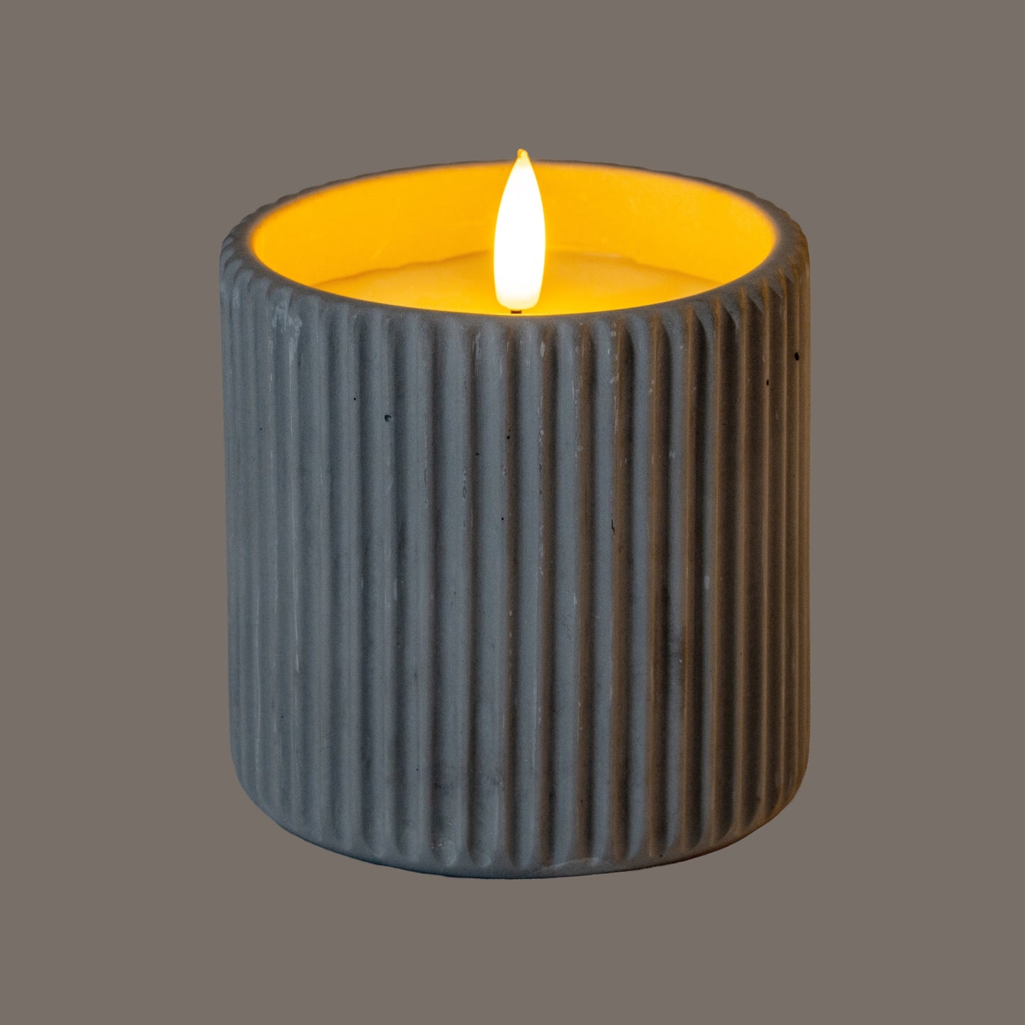 Luxe Collection Natural Glow Chalk Ribbed Large Led Candle image 1