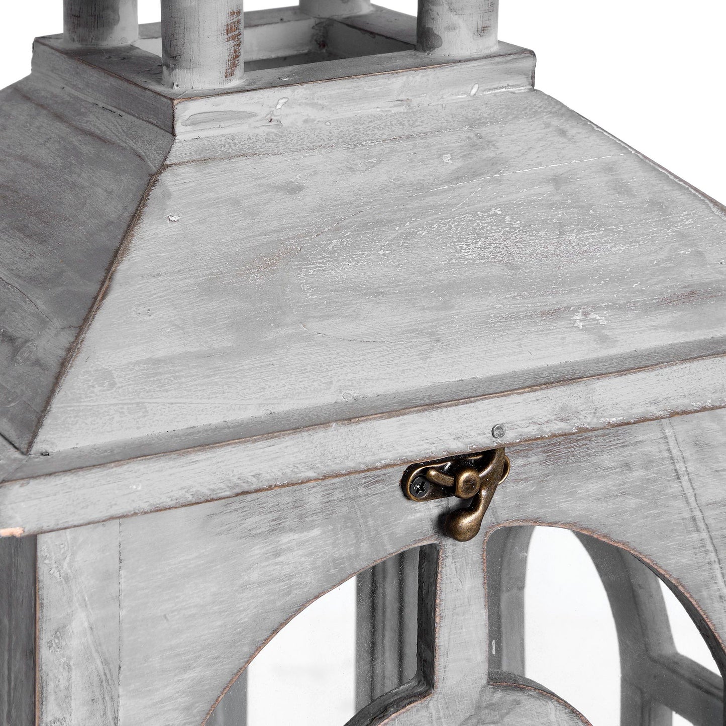 Set Of Three Wooden Lanterns With Archway Design image 1