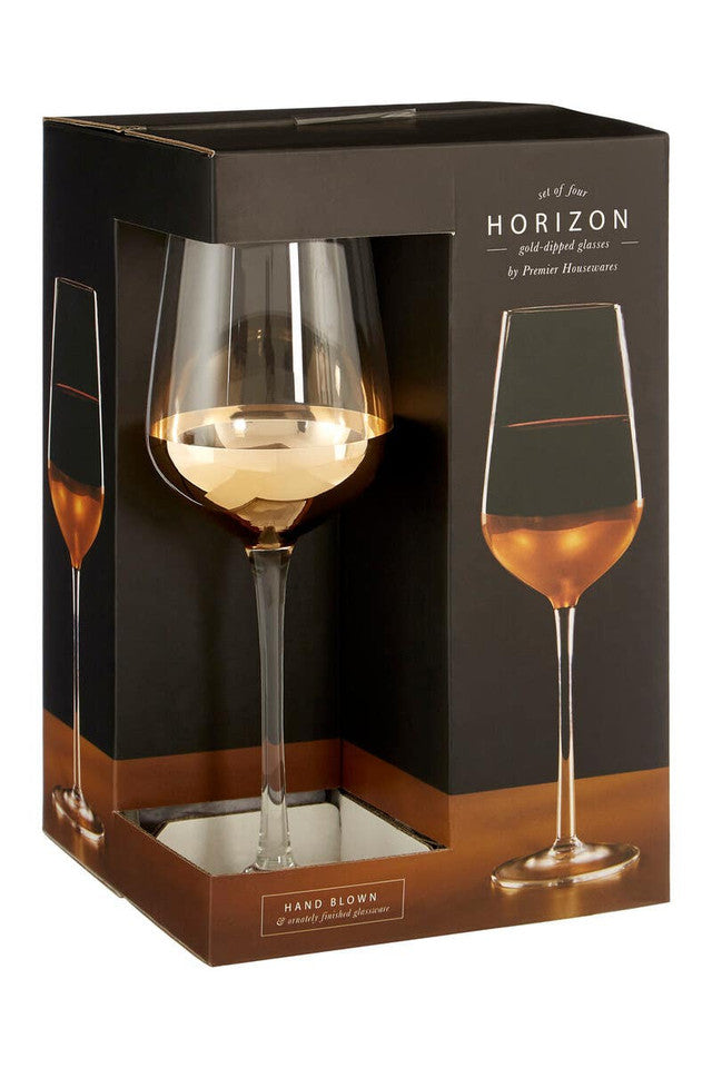 Horizon Set Of Four Gold Dipped Wine Glasses image 0