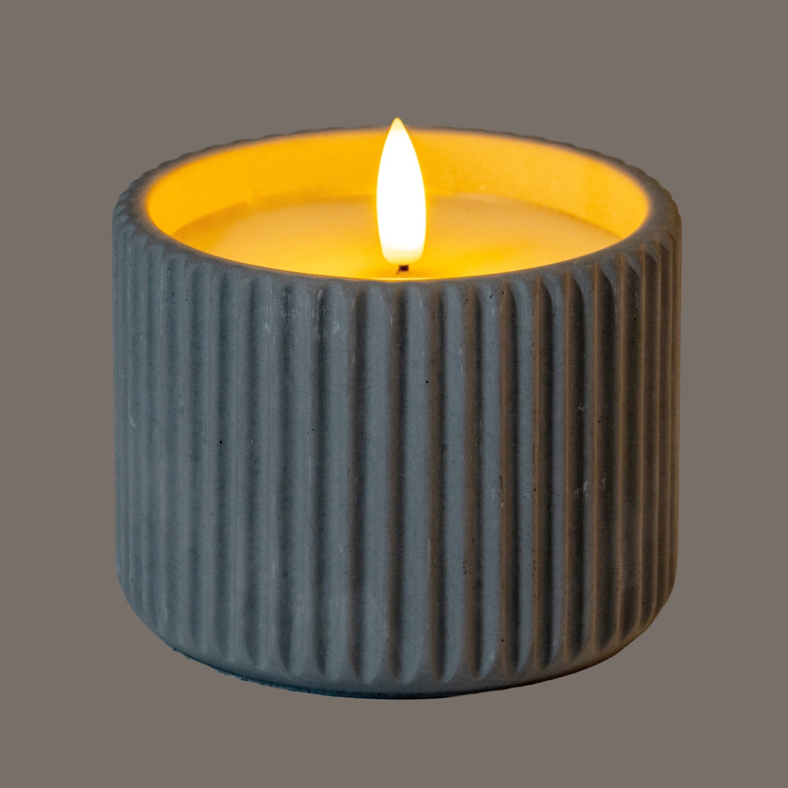 Luxe Collection Natural Glow Chalk Ribbed Medium Led Candle image 1
