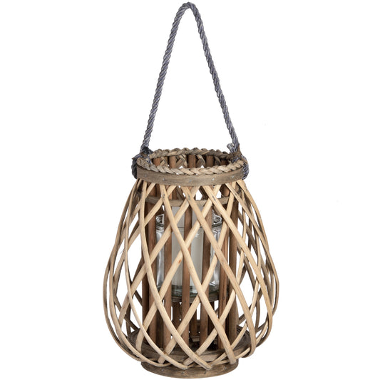 Small Wicker Bulbous Lantern image 0
