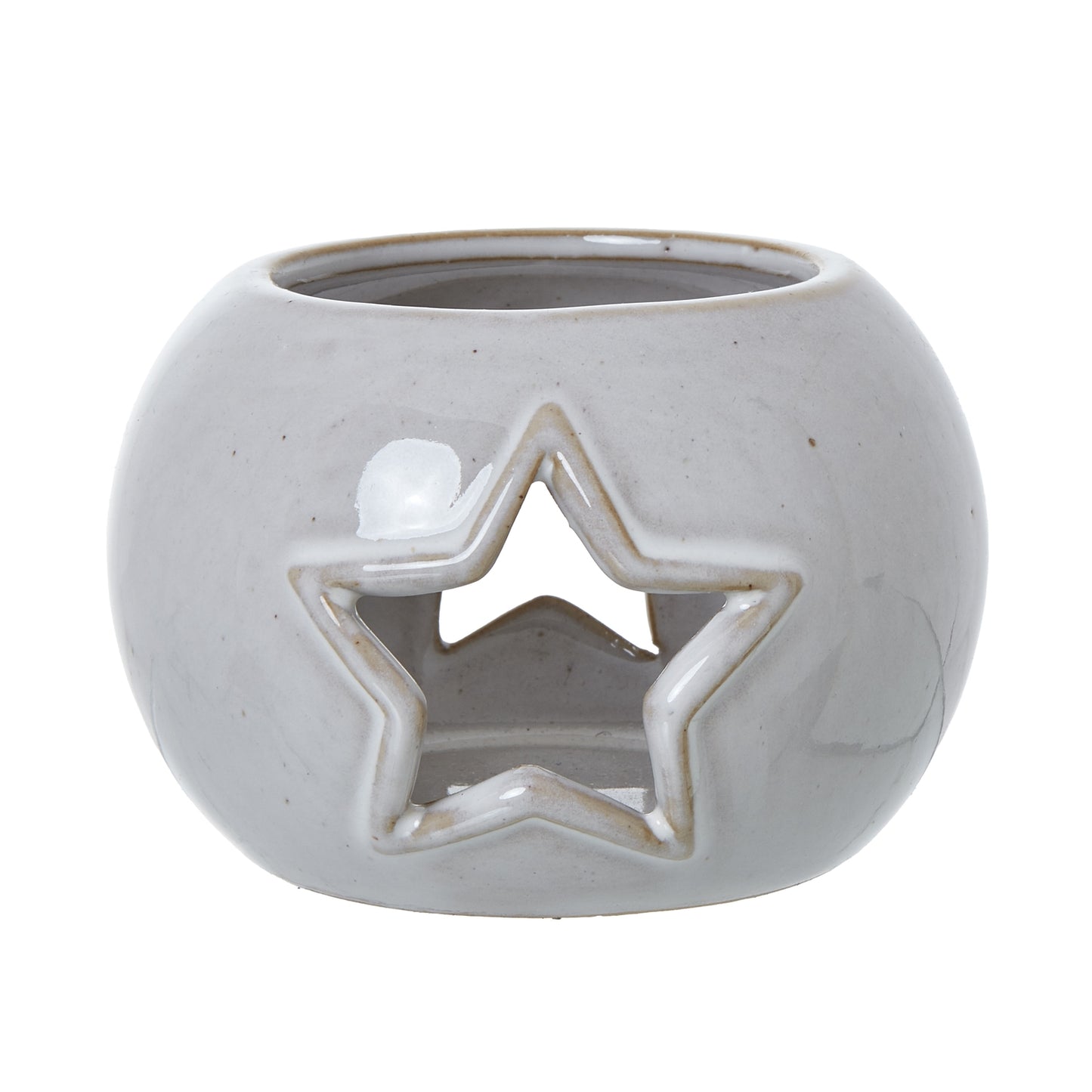 White Ceramic Star Cut-Out Round Tealight Holder image 0