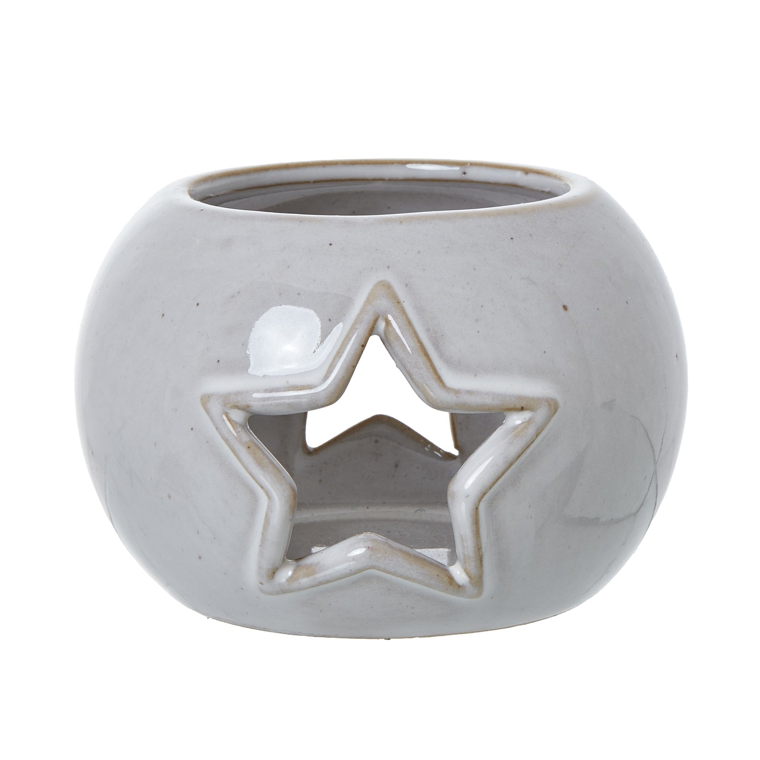 White Ceramic Star Cut-Out Round Tealight Holder image 0