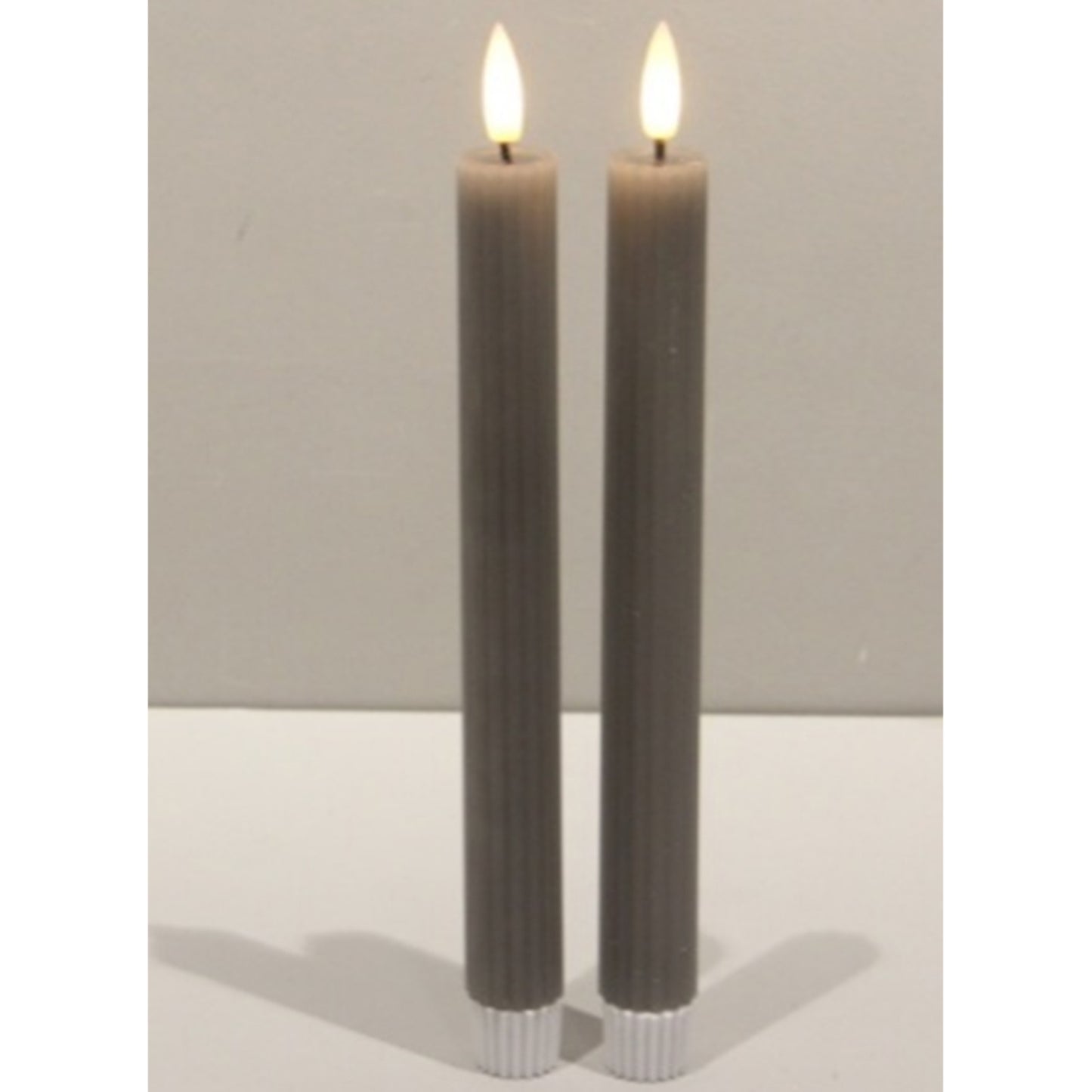 Luxe Collection Natural Glow Grey  Ribbed Taper Candles image 0