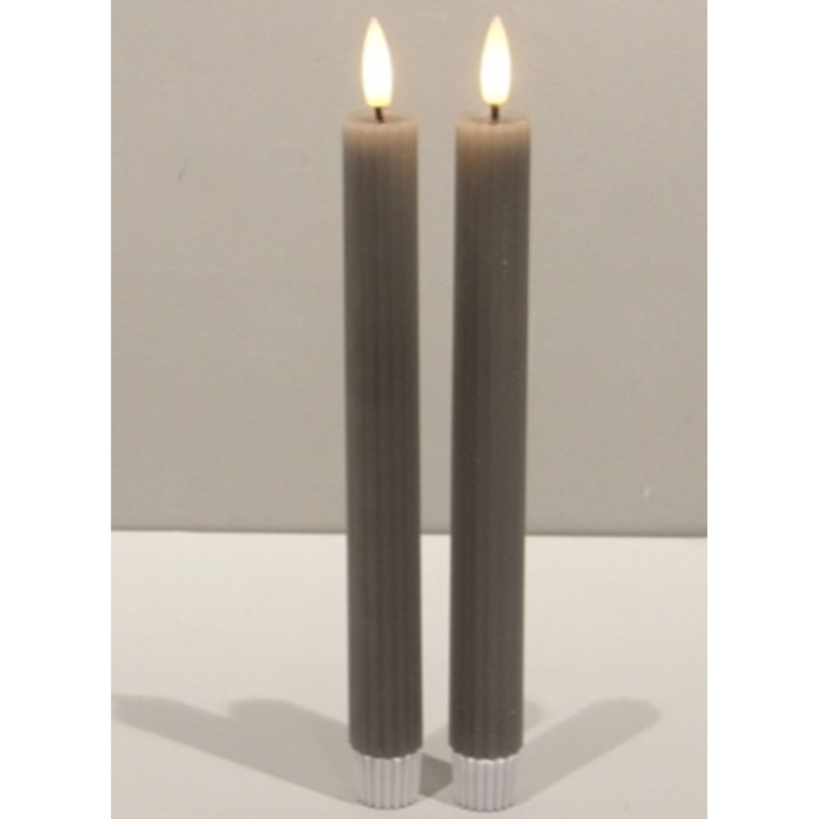 Luxe Collection Natural Glow Grey  Ribbed Taper Candles image 0