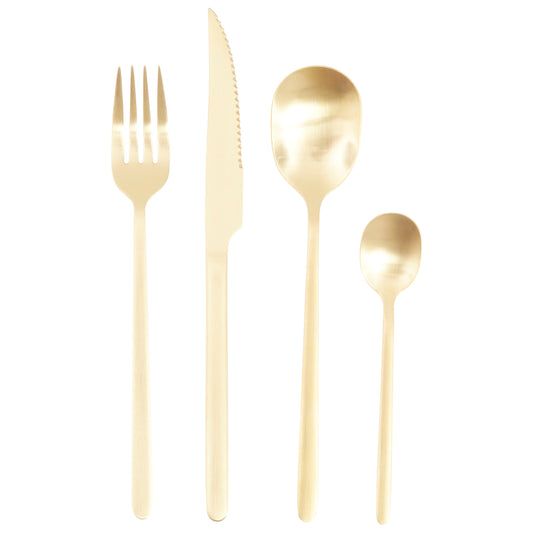 Avie 16Pc Matte Gold Finish Cutlery Set image 0