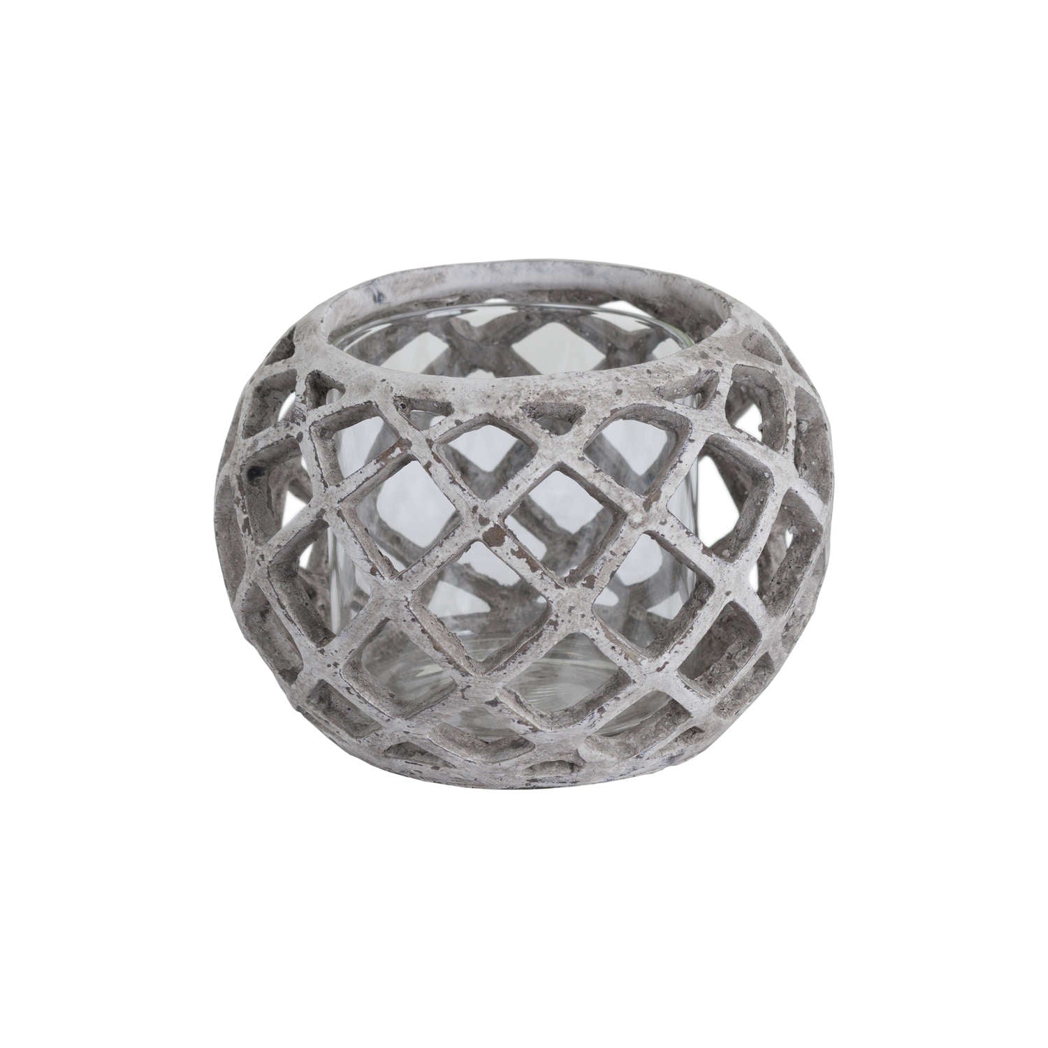 Large Round Ceramic Lattice Hurricane Lantern image 0