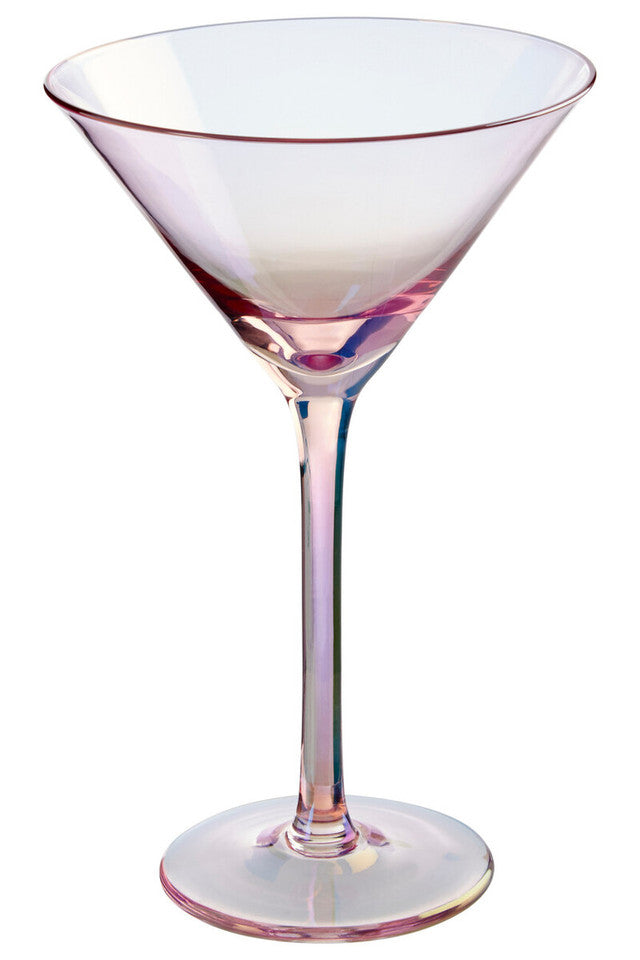 Clear glass cocktail glass on a white background