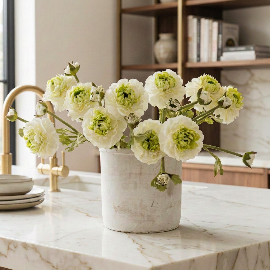 Artificial Green Ranunculus Spray