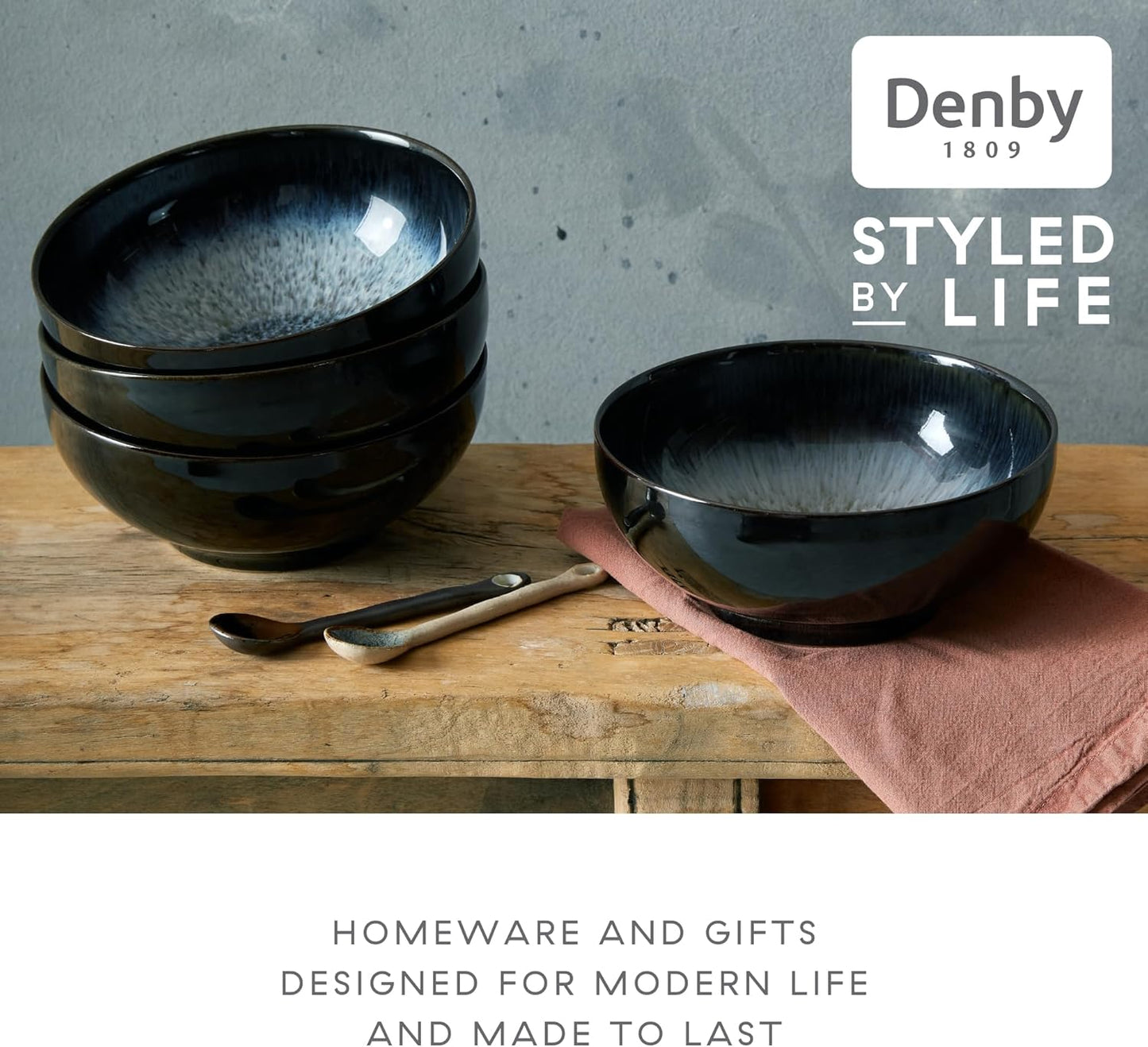 Denby Stoneware Halo 12 Piece Coupe Tableware Set