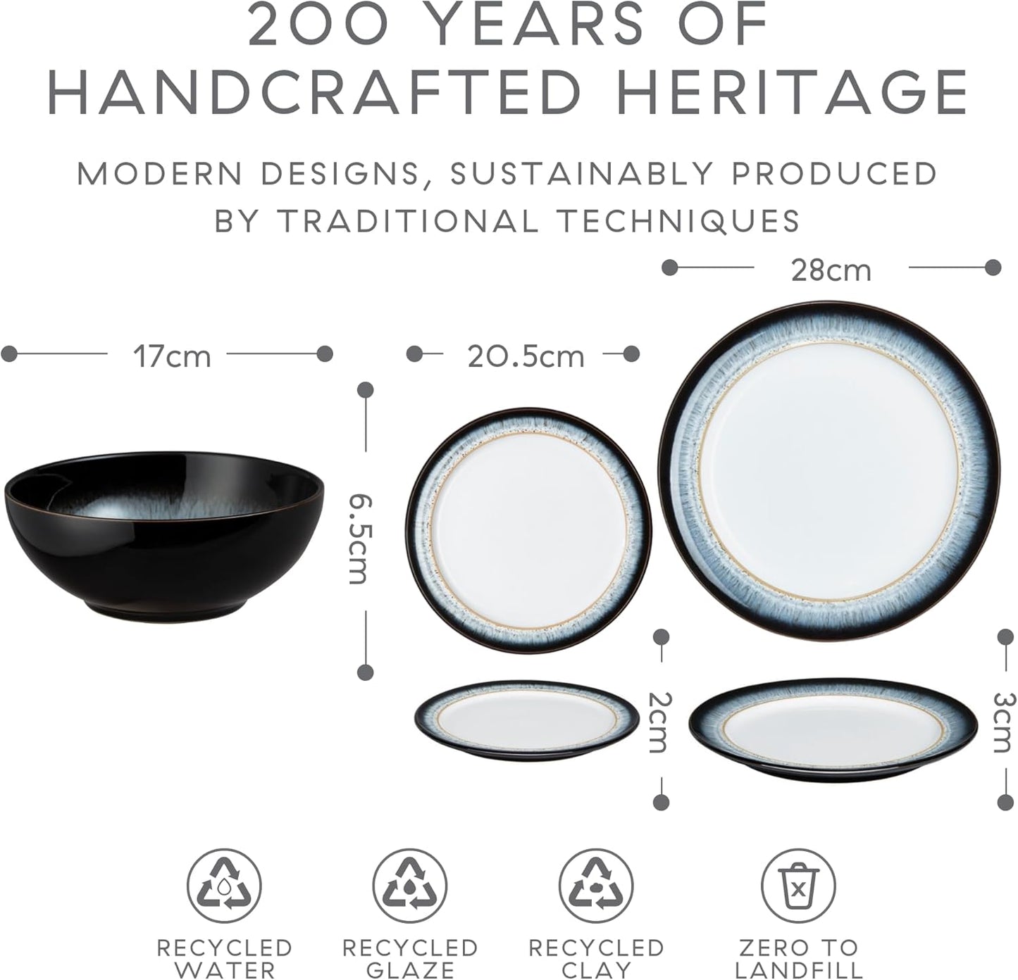 Denby Stoneware Halo 12 Piece Coupe Tableware Set