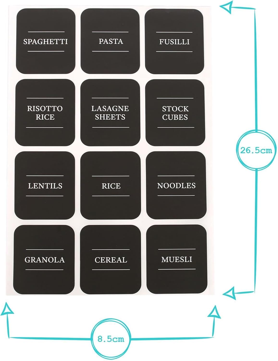 Kitchen, Utility & Pantry Storage Jar Labels - Pack of 36 Labels