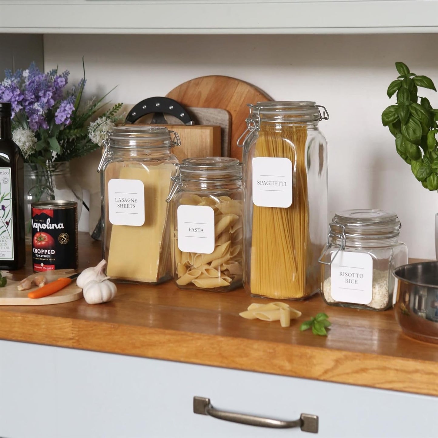 Kitchen, Utility & Pantry Storage Jar Labels - Pack of 36 Labels