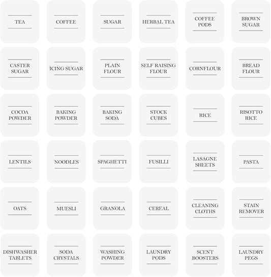Kitchen, Utility & Pantry Storage Jar Labels - Pack of 36 Labels
