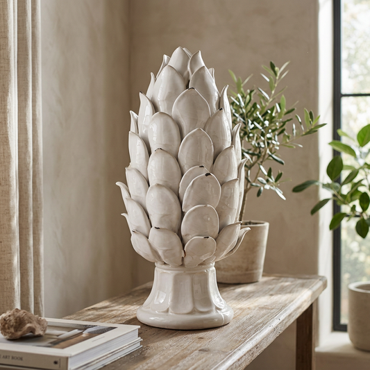 beige large ceramic artichoke ornament