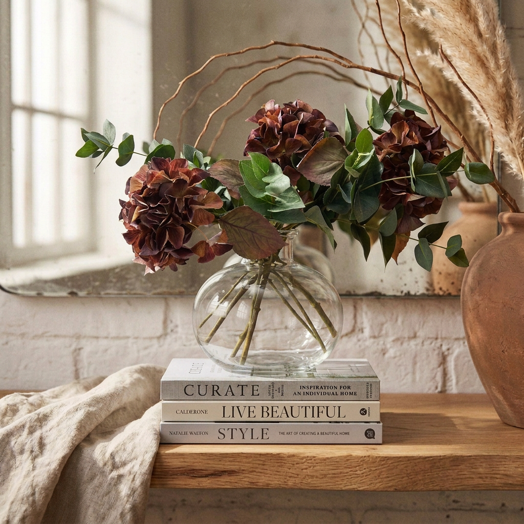 Mixed Autumn Browns Single Hydrangea Stem