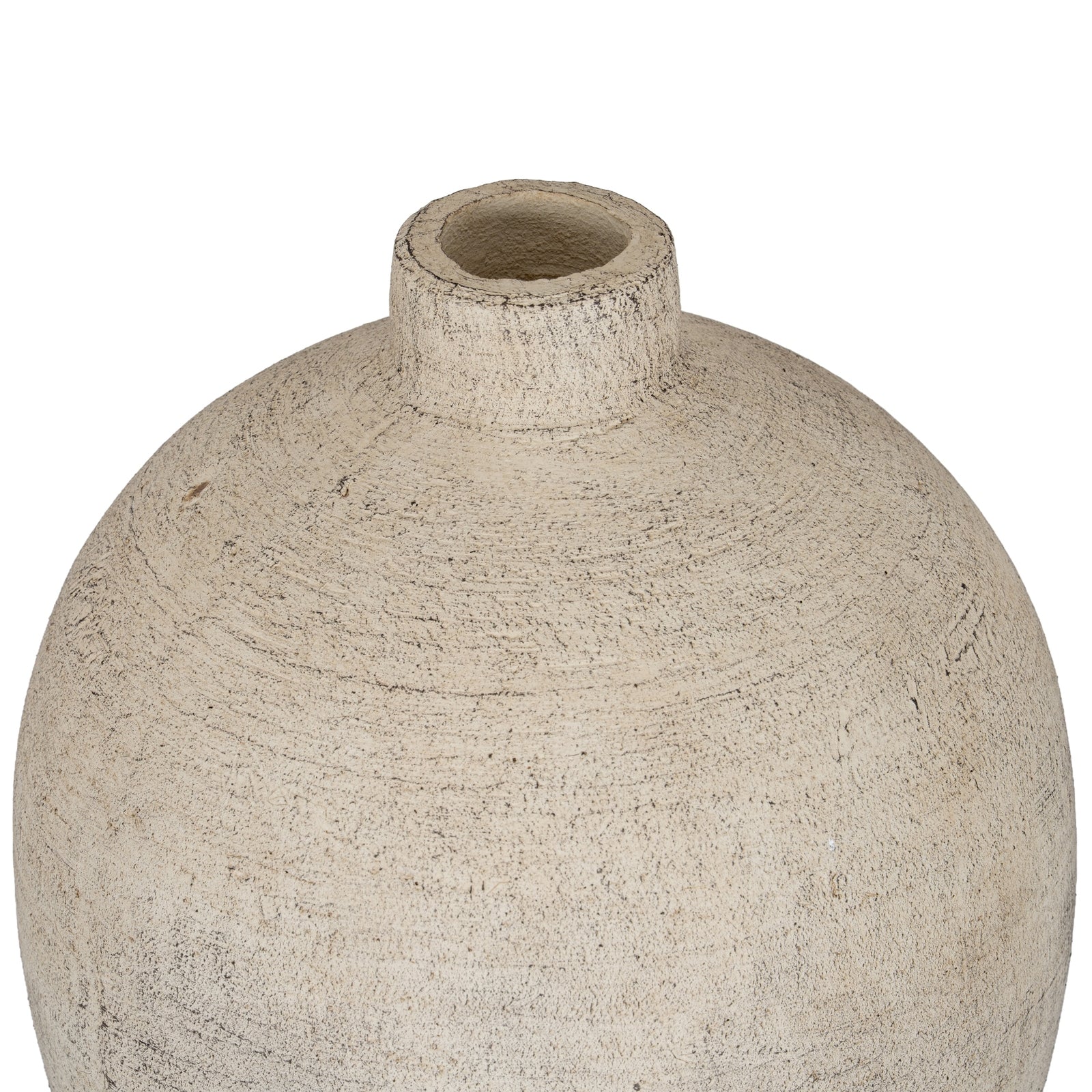 Textured beige ceramic vase on a white background