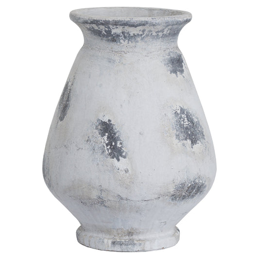 Vintage-style gray ceramic vase on a white background