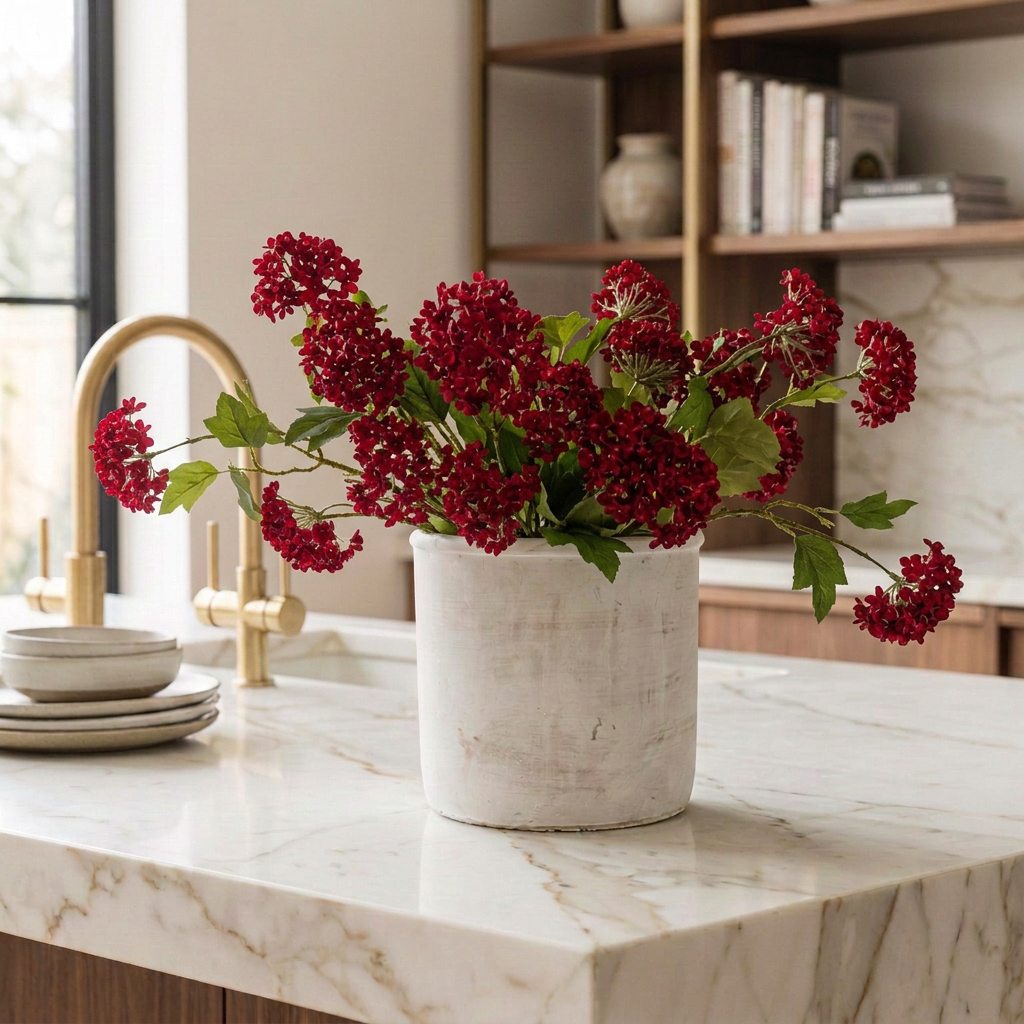 Red Autumnal Artificial Viburnum Spray 63cm