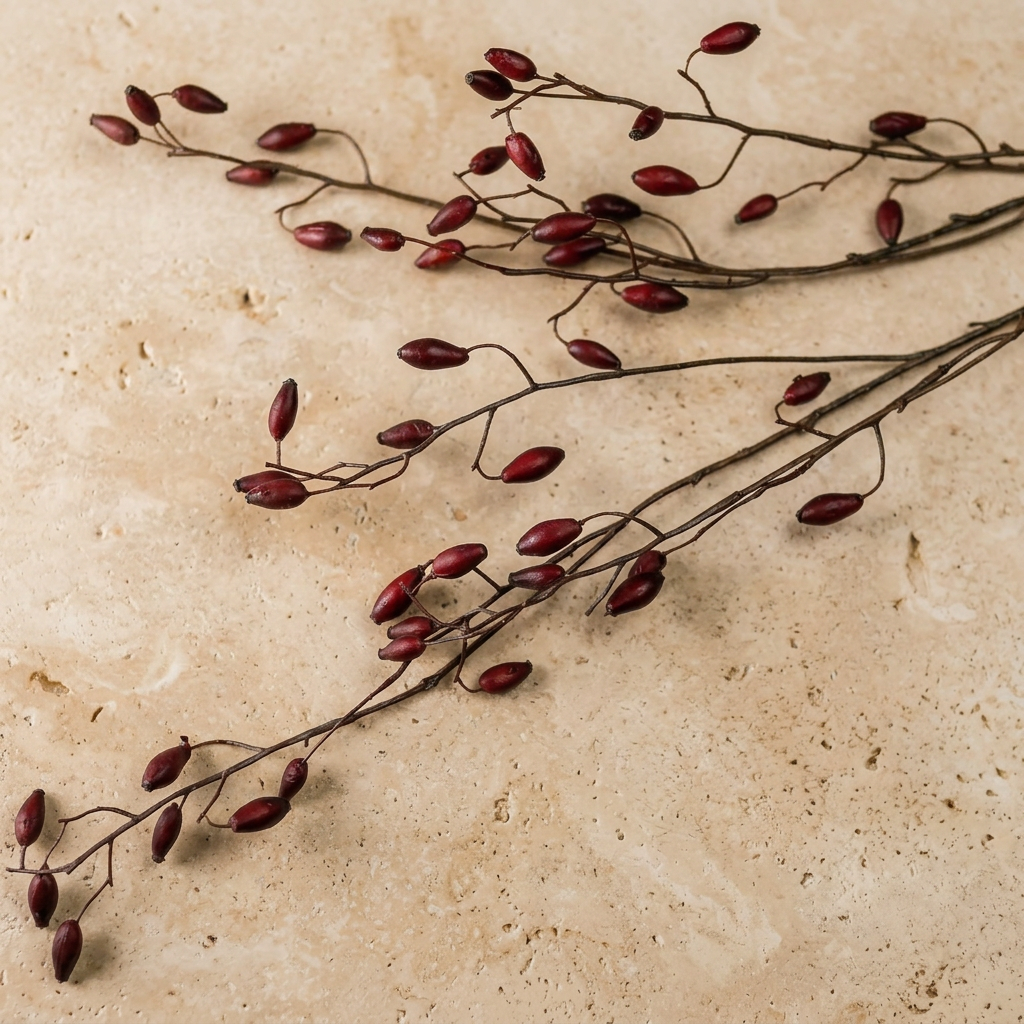 Burgundy Rosehip Autumn Artificial Foliage Stem