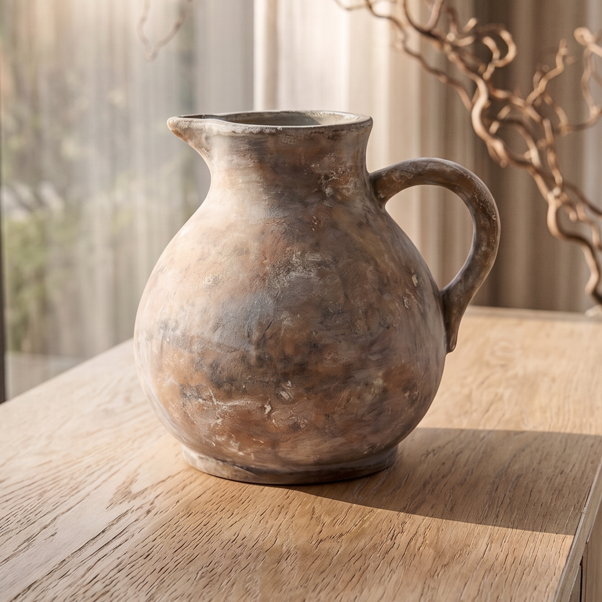 Siena Brown Rustic Decorative Jug 23cm