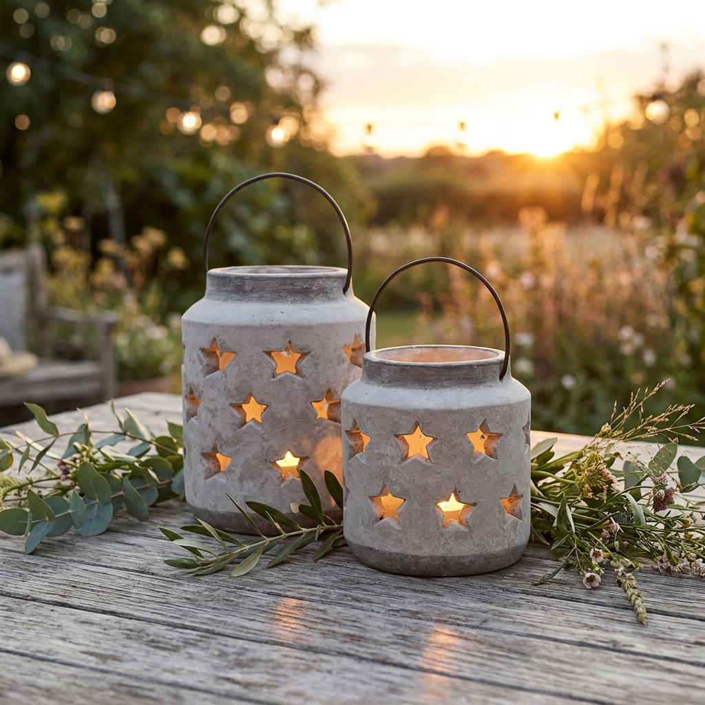 Bloomville Large Grey Stone Star Lantern 23cm
